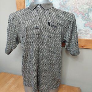 Bobby Jones Tan/ Black Patterned Polo Golf Shirt with logo Cotton Men's X-Large
